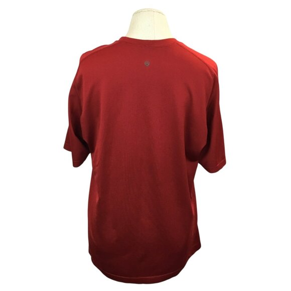 Lululemon Mens Large Red Crew Neck Short Sleeve Athletic T-Shirt Lightweight - Picture 2 of 10